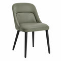 Silla de comedor tapizada en cuero PU verde con patas metálicas negras 80 cm de altura