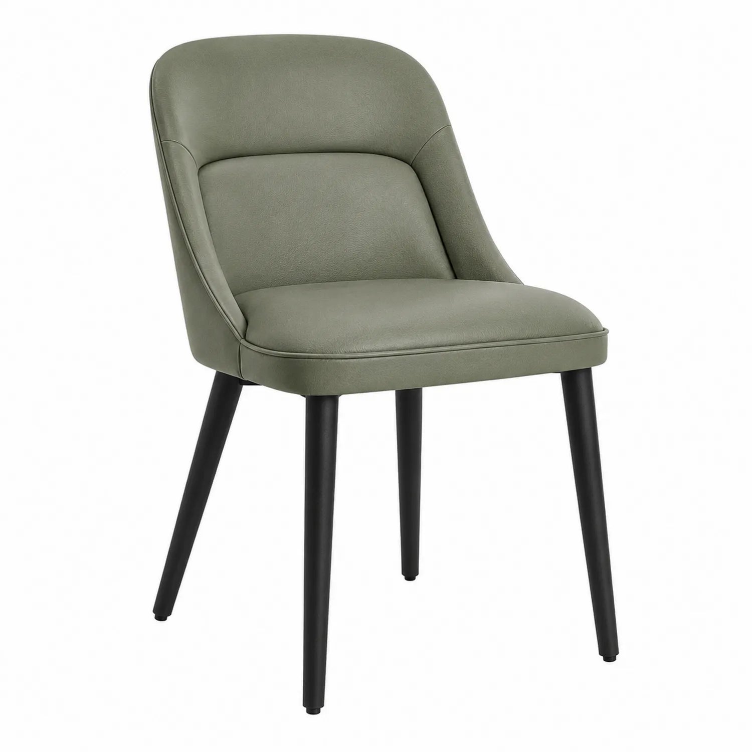 Silla de comedor tapizada en cuero PU verde con patas metálicas negras 80 cm de altura