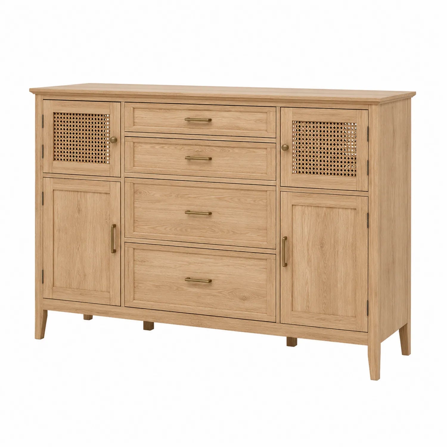 Aparador de Madera de Roble con Puertas y Cajones Rejilla 100x40x85cm