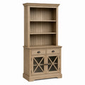 Estantería de madera de roble con puertas de vidrio 180x80x40 cm