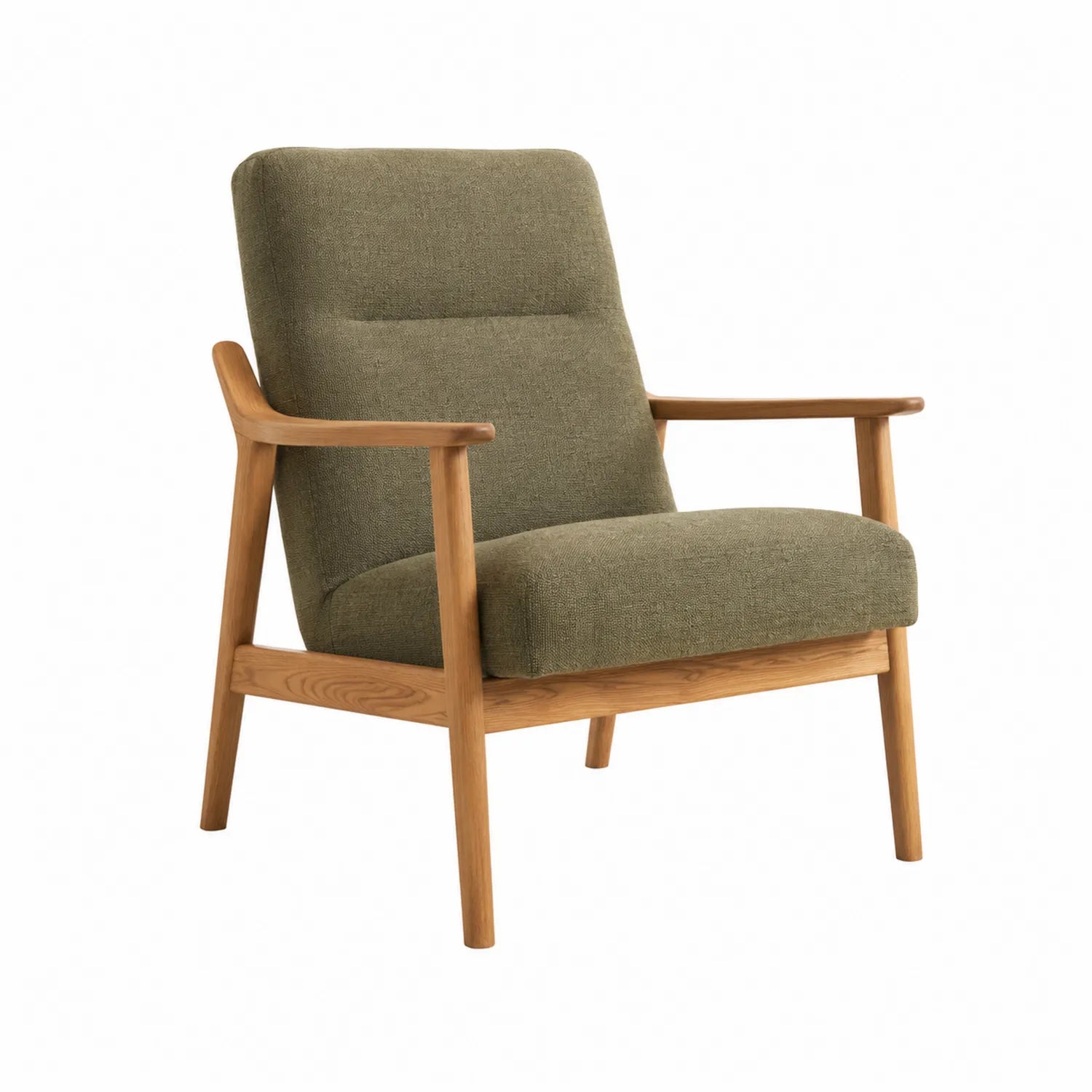 Sillón de Tela Verde con Estructura de Madera
