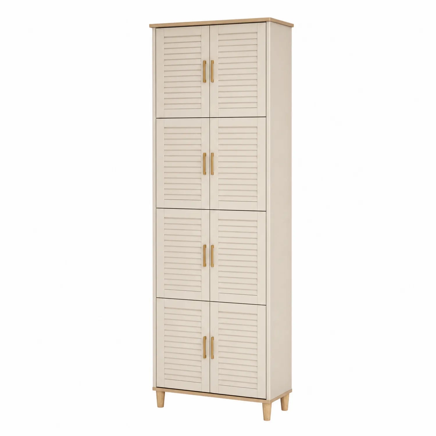 Armario de Almacenamiento Alto de Madera con Puertas de Persiana Blancas