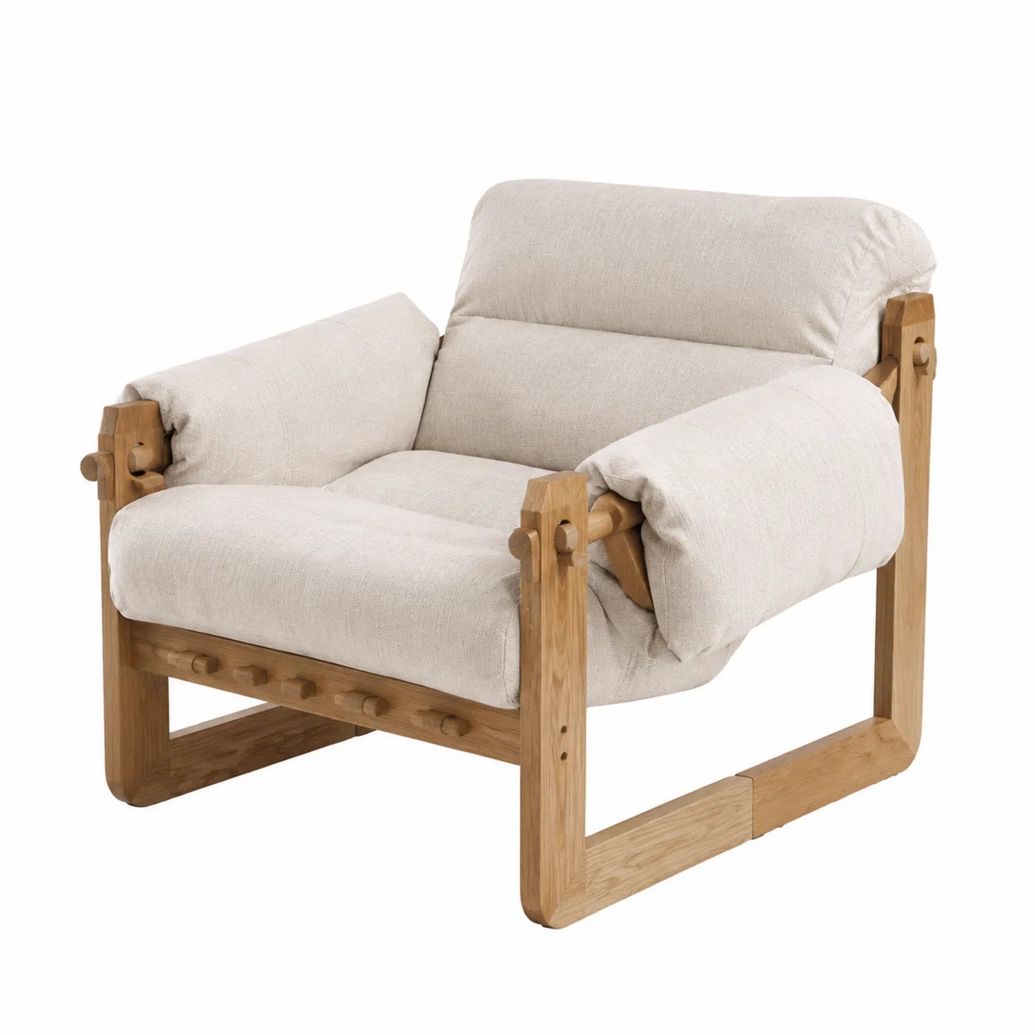 Silla de salón de madera y tela beige 80x72x85 cm