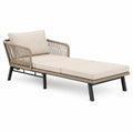 Tumbona de aluminio y cuerda sintética beige 195x68x90 cm