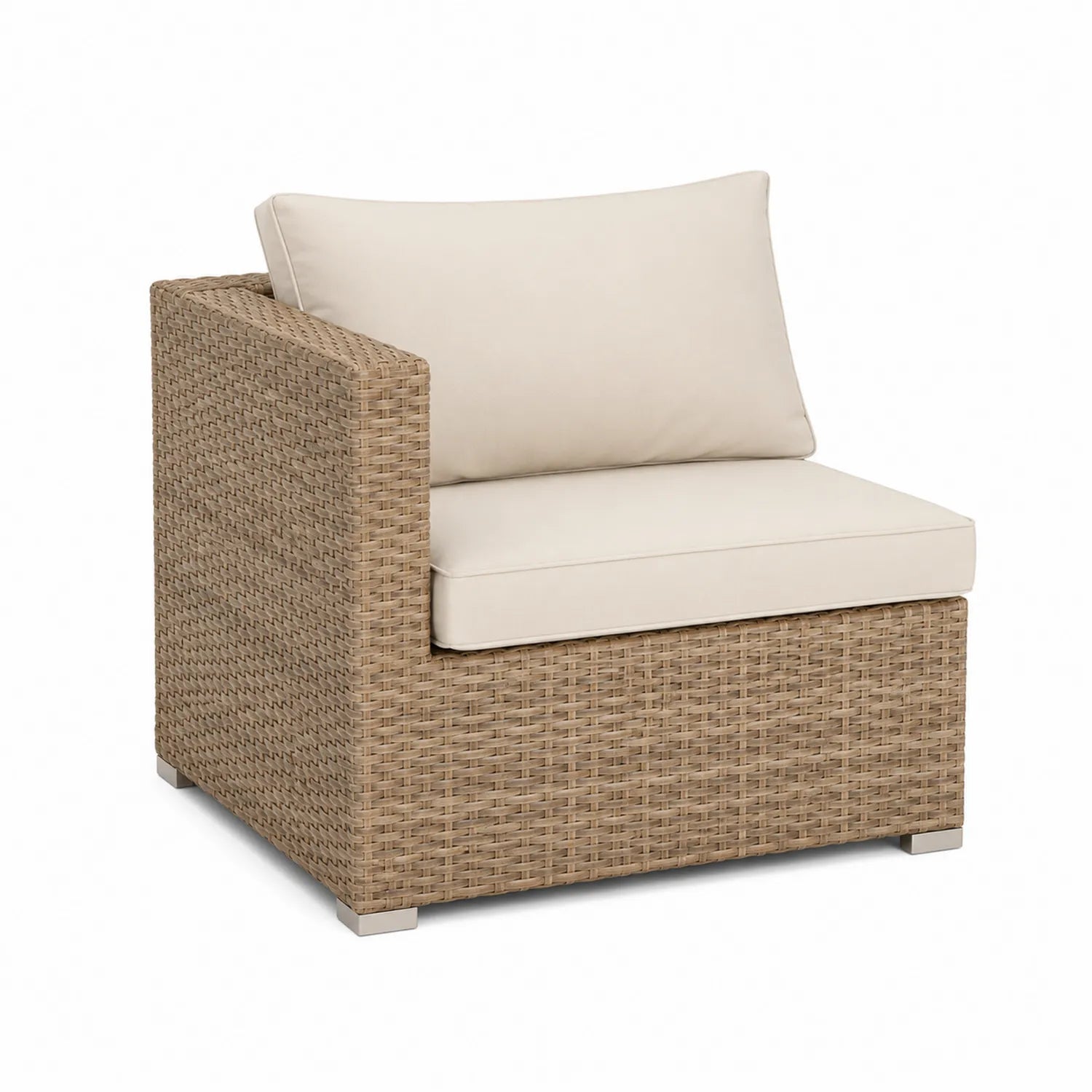 Sillón de ratán sintético con cojines de poliéster Beige