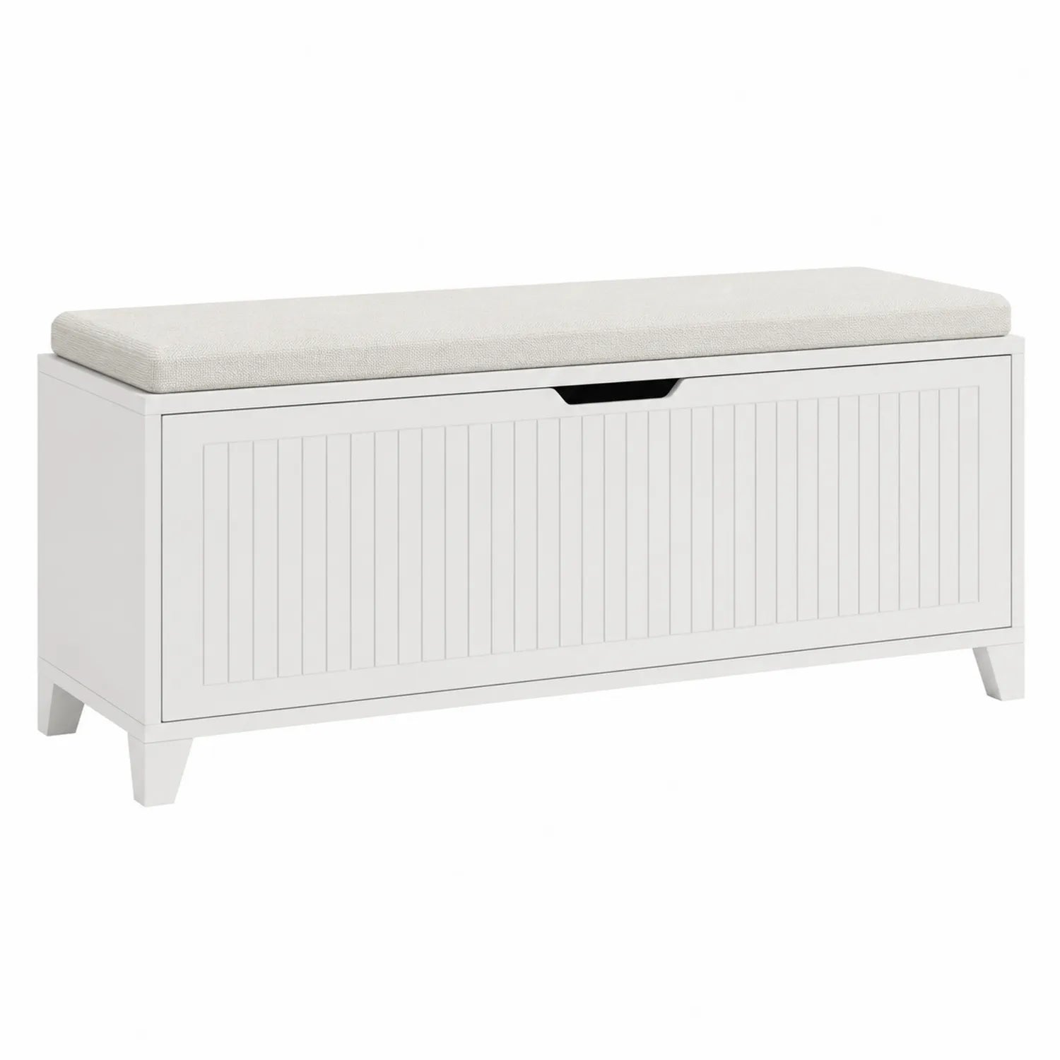 Banco de almacenamiento MDF con cojín beige 100x40x50 cm